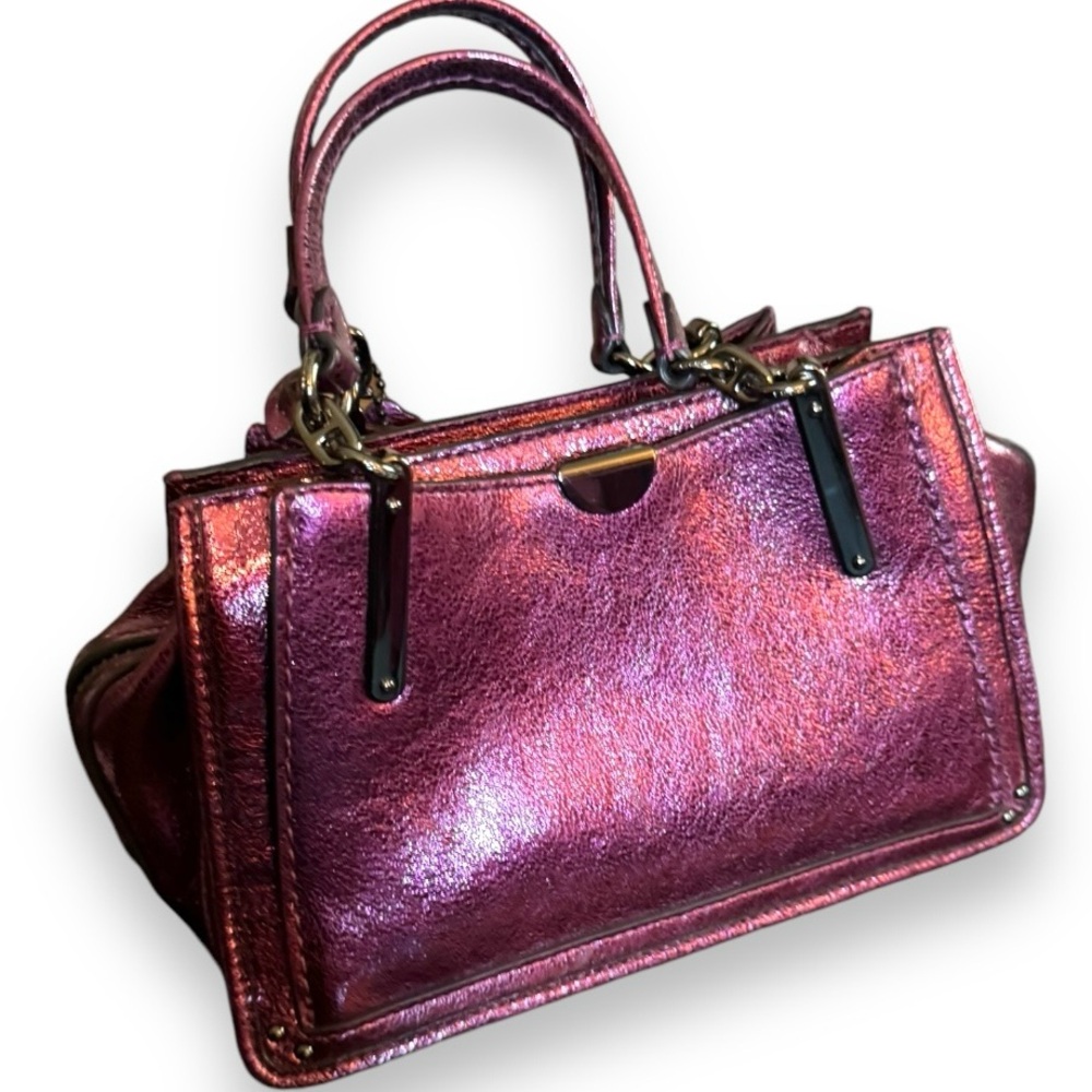 Coach Dreamer 21 Metallic Berry Leather Mini Satchel 38543